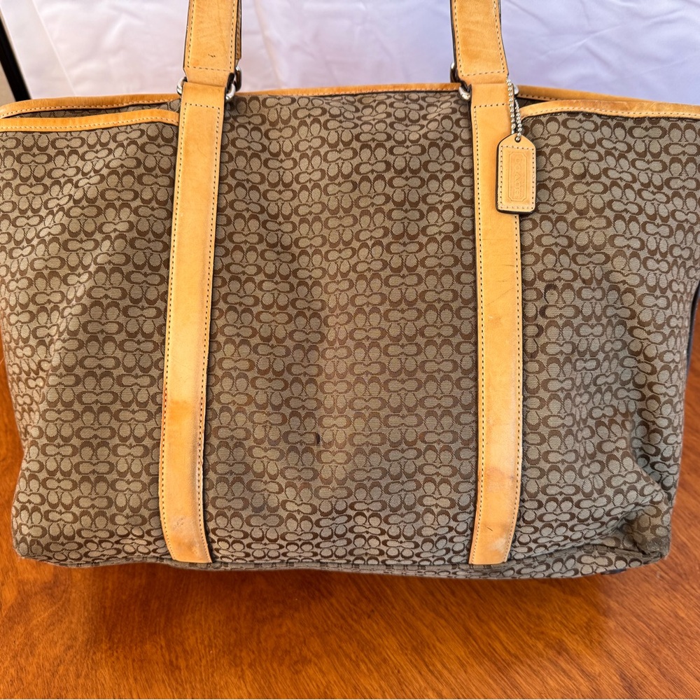 Coach Tan and Brown Signature Tote/Diaper Bag